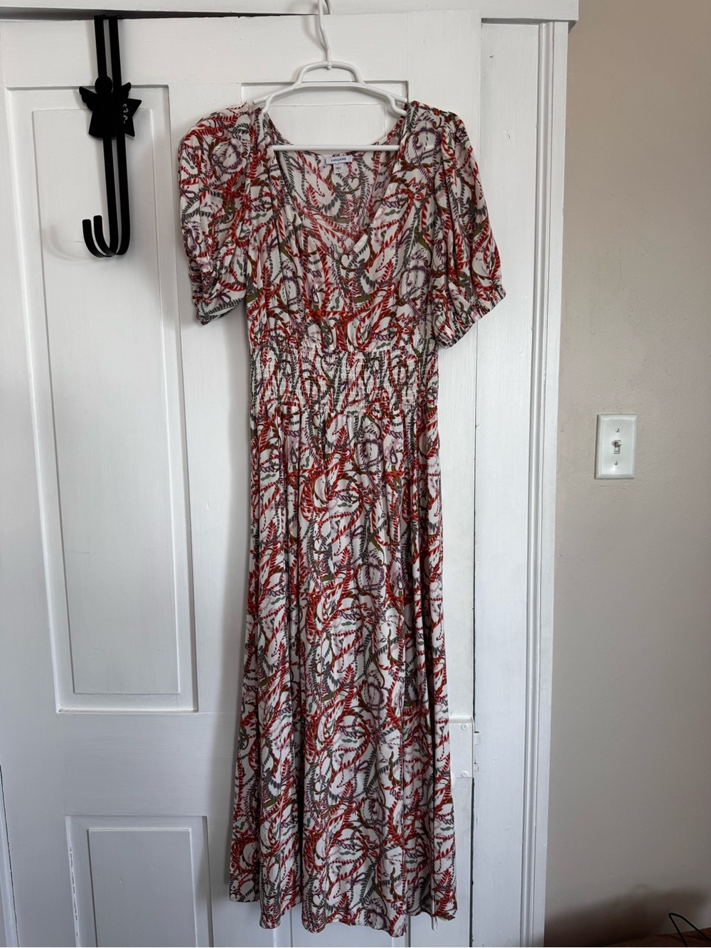 Lascana V-Neck Floral Maxi Dress in Cream and rust